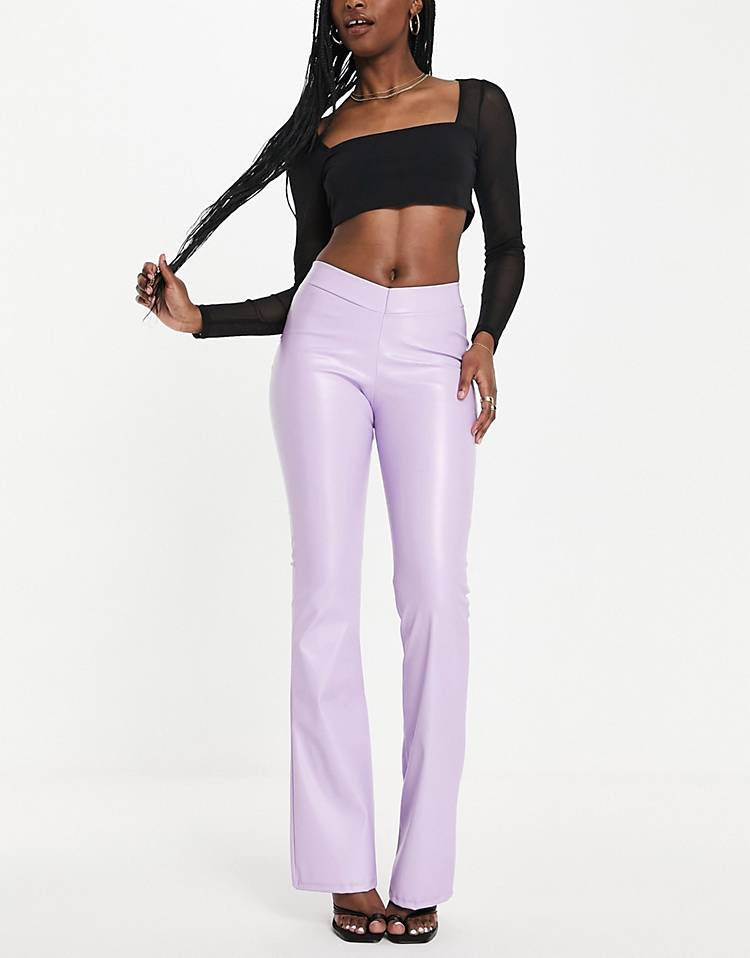 ASYOU v waist PU pants in lilac